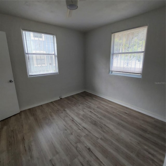 spare room with a healthy amount of sunlight and wood-type flooring