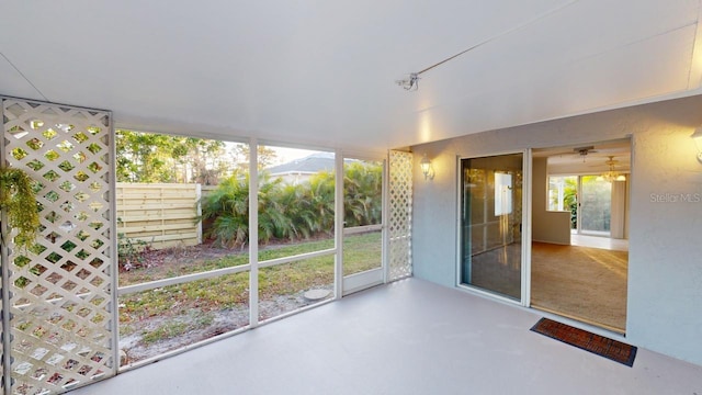 view of unfurnished sunroom