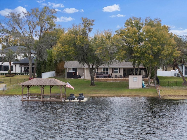 view of water feature featuring a gazebo