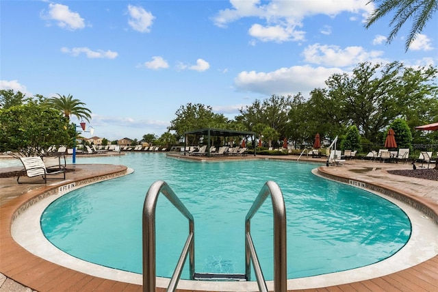 view of swimming pool featuring a patio