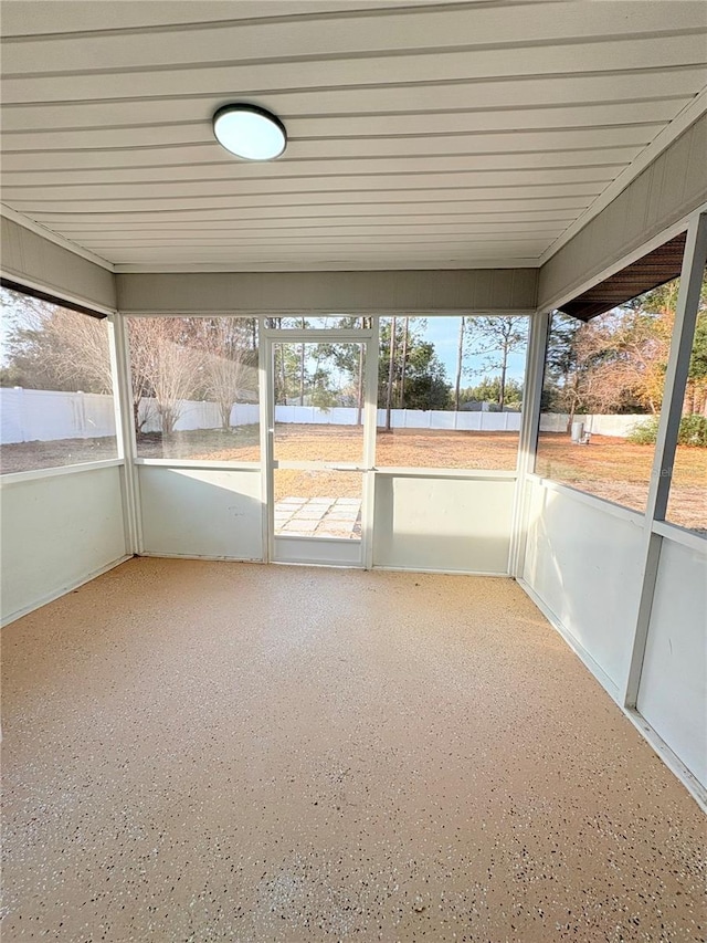 view of unfurnished sunroom