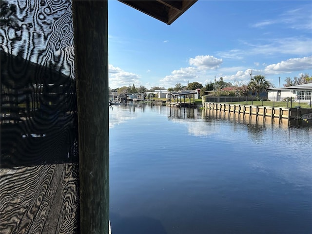 property view of water featuring a dock