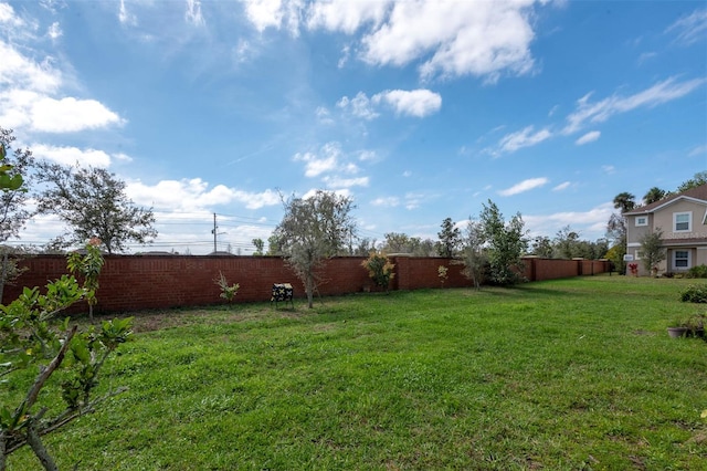 view of yard featuring a fenced backyard