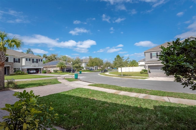 view of street featuring a residential view and sidewalks