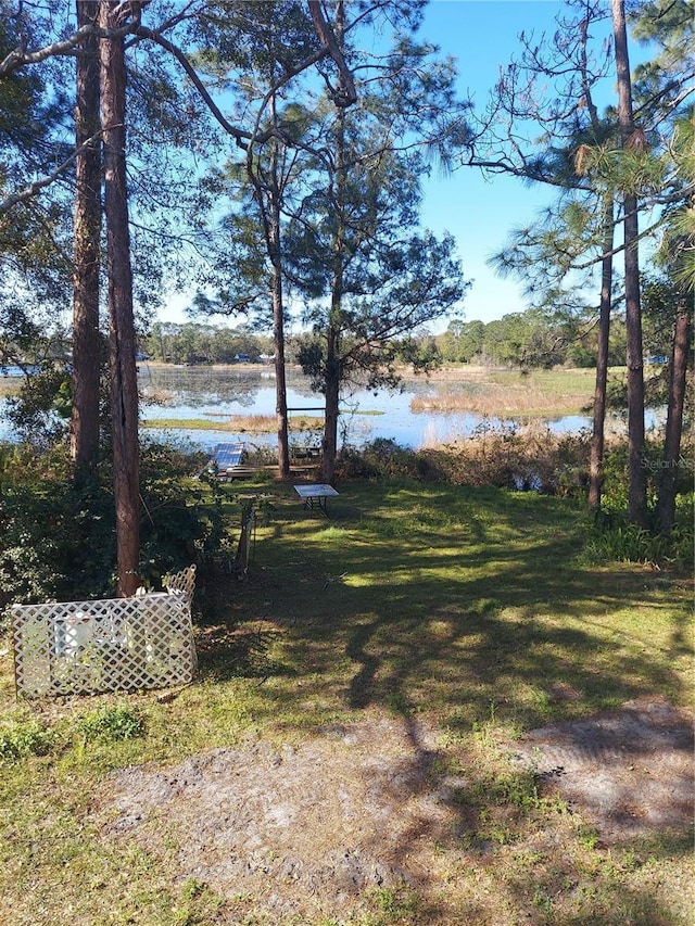 view of yard featuring a water view