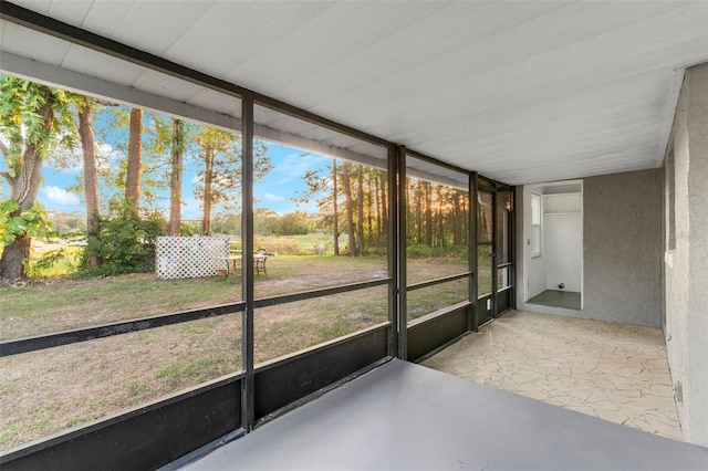 view of unfurnished sunroom