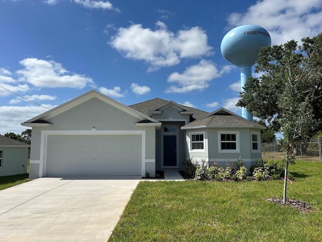 141 W 6th St, Frostproof, FL 33843 - single story home with stucco siding, an attached garage, driveway, and a shingled roof