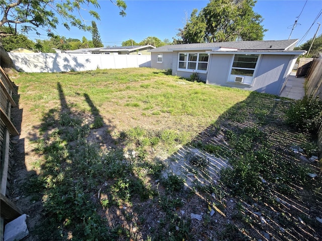 view of yard featuring a fenced backyard