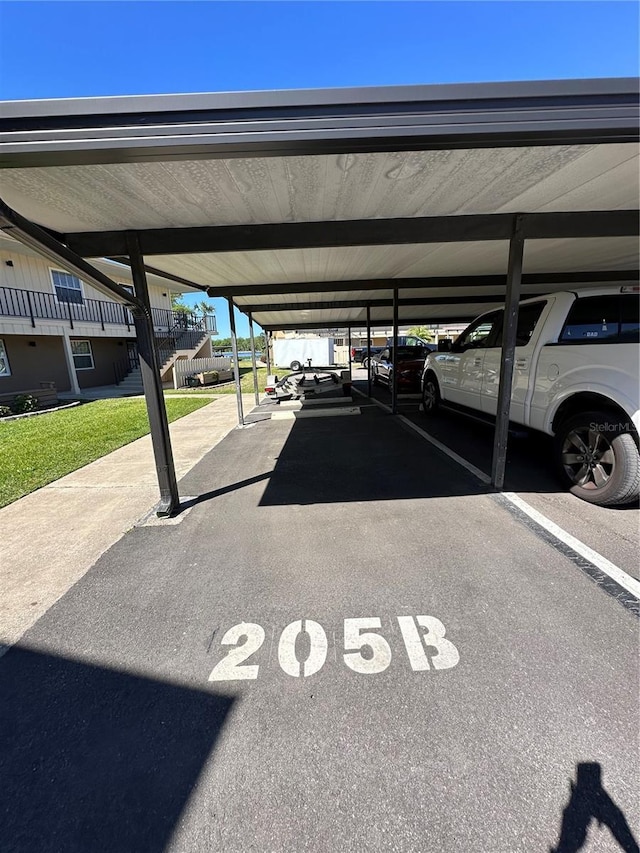 view of covered parking lot