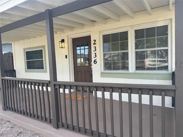 property entrance with a porch