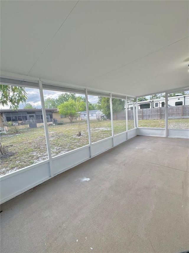 view of unfurnished sunroom