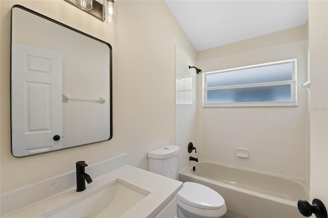 full bathroom featuring vanity, shower / bathtub combination, and toilet