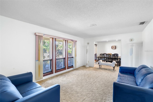 34 Misty Meadow Ln, Mulberry, FL 33860 - living area featuring visible vents, carpet floors, and a textured ceiling