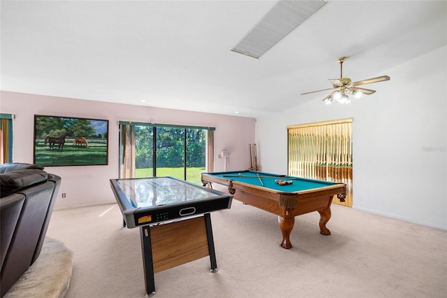 34 Misty Meadow Ln, Mulberry, FL 33860 - playroom with carpet floors, billiards, ceiling fan, and visible vents