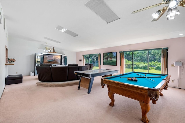 34 Misty Meadow Ln, Mulberry, FL 33860 - recreation room featuring ceiling fan, billiards, and carpet floors