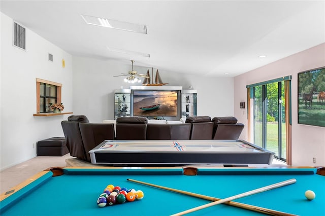 34 Misty Meadow Ln, Mulberry, FL 33860 - playroom featuring visible vents, billiards, and carpet floors
