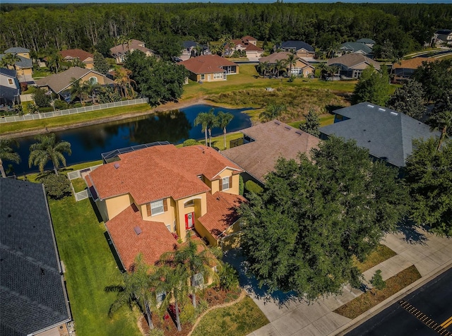 3033 Stonegate Falls Dr, Land O Lakes, FL 34638 - birds eye view of property featuring a water view, a forest view, and a residential view