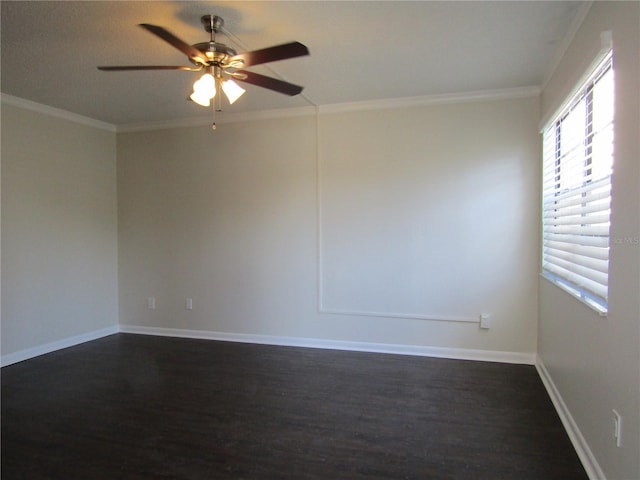 3102 W Horatio St Unit 12, Tampa, FL 33609 - empty room with dark wood-style floors, ceiling fan, crown molding, and baseboards