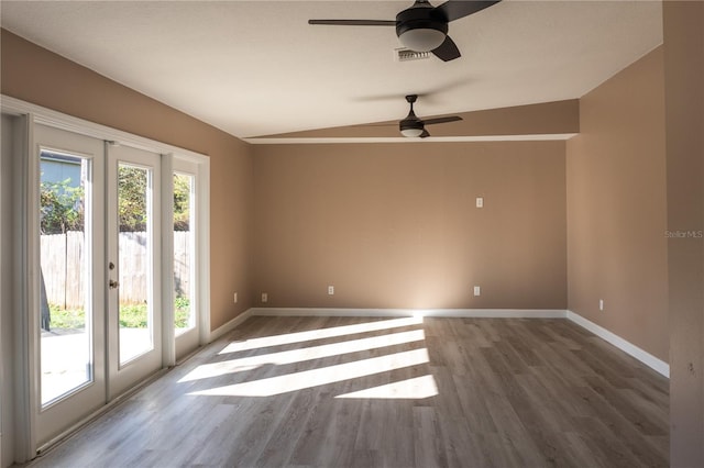 3426 Somerset Ave, Deltona, FL 32738 - unfurnished room featuring baseboards, a ceiling fan, wood finished floors, and visible vents