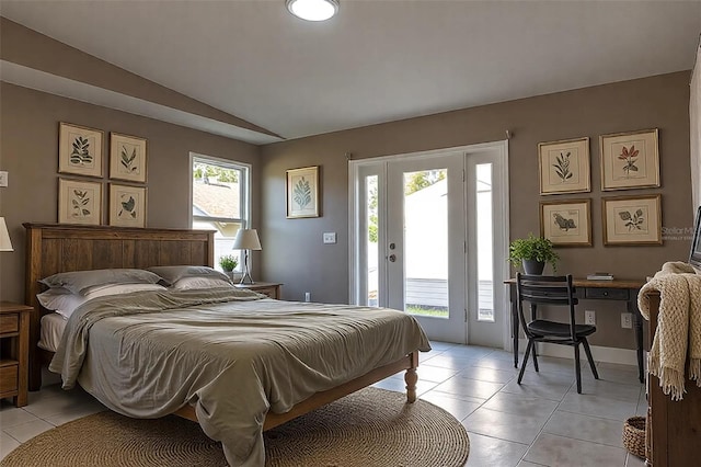 3426 Somerset Ave, Deltona, FL 32738 - bedroom with lofted ceiling, access to outside, and light tile patterned floors