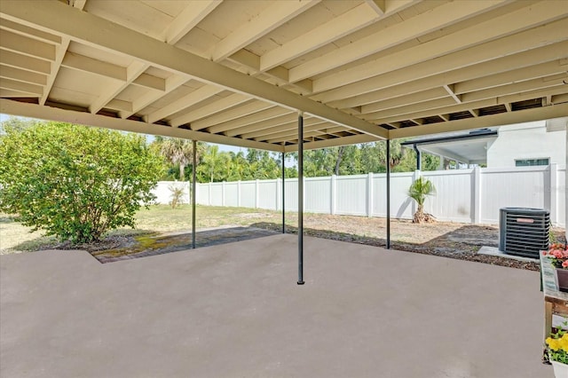 view of patio / terrace with a fenced backyard and cooling unit