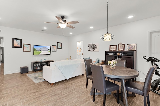 1940 Bell Creek Loop, Fruitland Park, FL 34731 - dining room with a ceiling fan, light wood-type flooring, baseboards, and recessed lighting