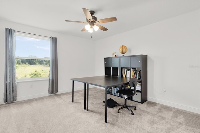 1940 Bell Creek Loop, Fruitland Park, FL 34731 - office featuring light colored carpet, ceiling fan, and baseboards
