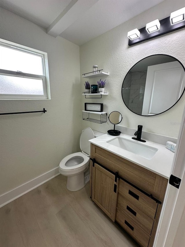 2217 Azalea Ct, Lakeland, FL 33815 - bathroom with wood finished floors, vanity, toilet, and baseboards