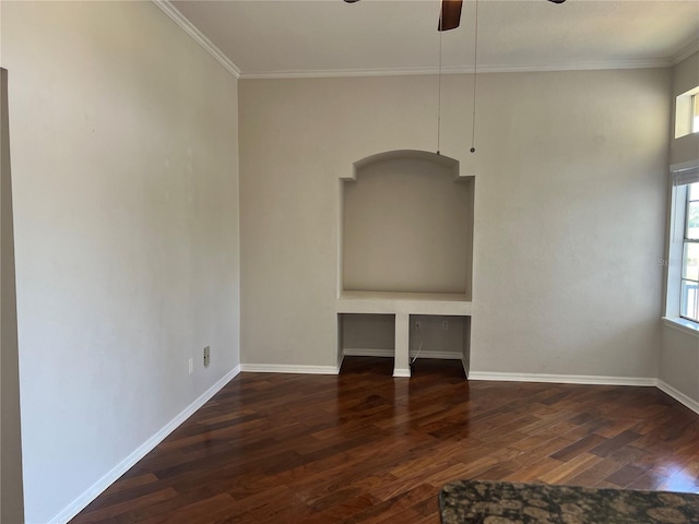 7320 Westpointe Blvd Unit 531, Orlando, FL 32835 - empty room featuring wood finished floors, a ceiling fan, ornamental molding, and baseboards