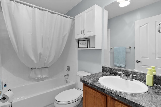 1305 Guerra Ave, The Villages, FL 32159 - bathroom with shower / bath combination with curtain, toilet, and vanity