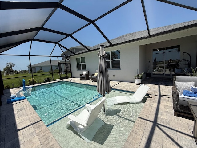 43819 Cattleman Dr, Punta Gorda, FL 33982 - outdoor pool with a patio area and glass enclosure