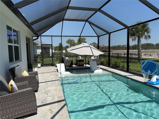 43819 Cattleman Dr, Punta Gorda, FL 33982 - view of swimming pool with a patio area, fence, and glass enclosure