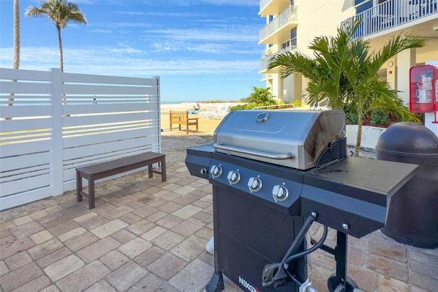 view of patio / terrace featuring a grill