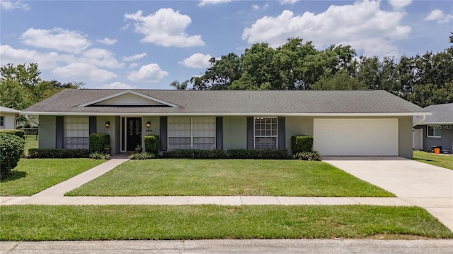 4514 Crichton Ln, Orlando, FL 32806 - ranch-style house with a garage, brick siding, a front yard, and concrete driveway