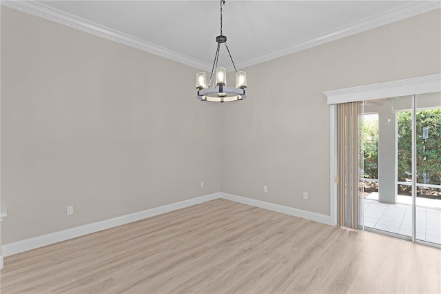 7214 SE 171st Brookhaven Pl, The Villages, FL 32162 - unfurnished room featuring light wood-style flooring, a chandelier, crown molding, and baseboards