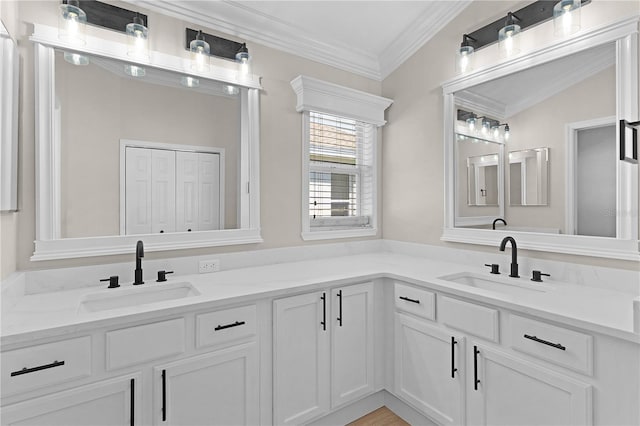 7214 SE 171st Brookhaven Pl, The Villages, FL 32162 - full bathroom with double vanity and crown molding