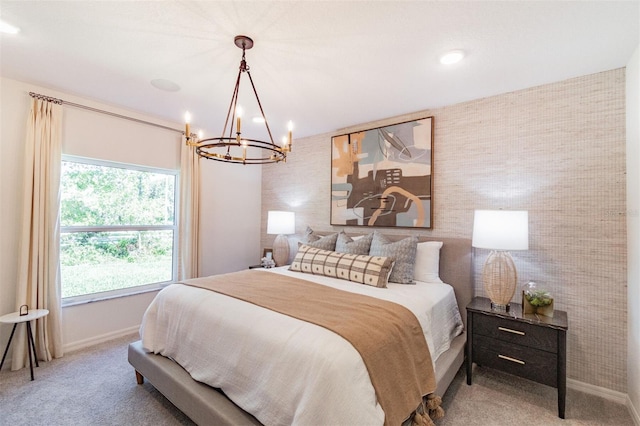 2046 Sunset Preserve Way, Port Charlotte, FL 33953 - bedroom featuring carpet flooring, a chandelier, and baseboards