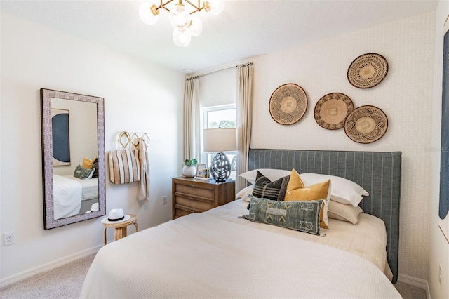 2046 Sunset Preserve Way, Port Charlotte, FL 33953 - bedroom with carpet floors, baseboards, and a chandelier