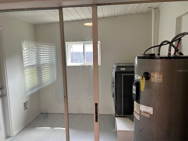 utilities with electric water heater and washer / dryer