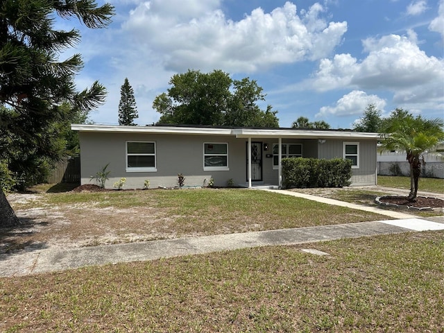 ranch-style house with covered porch
