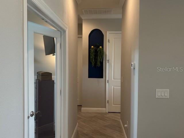 16617 5th Ave E, Bradenton, FL 34212 - corridor with ornamental molding and light wood-style flooring