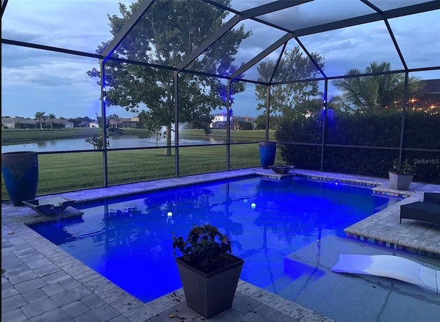16617 5th Ave E, Bradenton, FL 34212 - outdoor pool with a lanai, a yard, and a water view