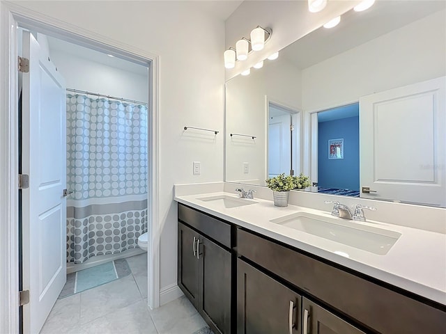 2044 Keystone Pass Blvd, Minneola, FL 34715 - bathroom with double vanity and tile patterned flooring