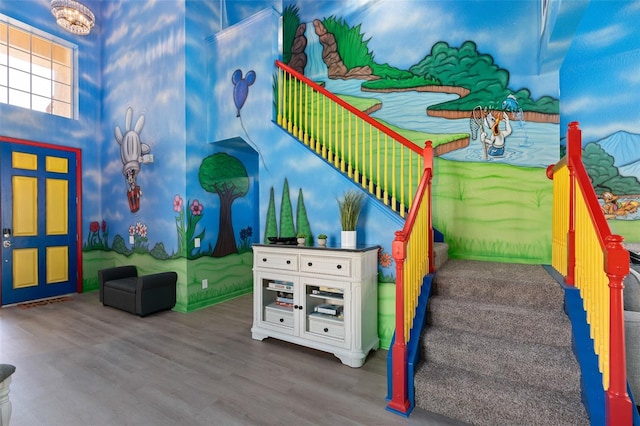 playroom featuring hardwood / wood-style flooring