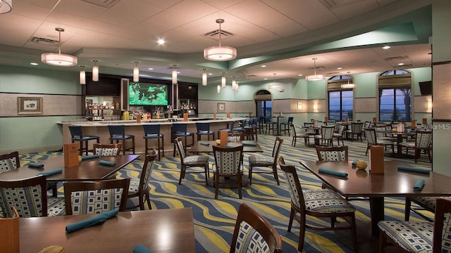 view of carpeted dining space