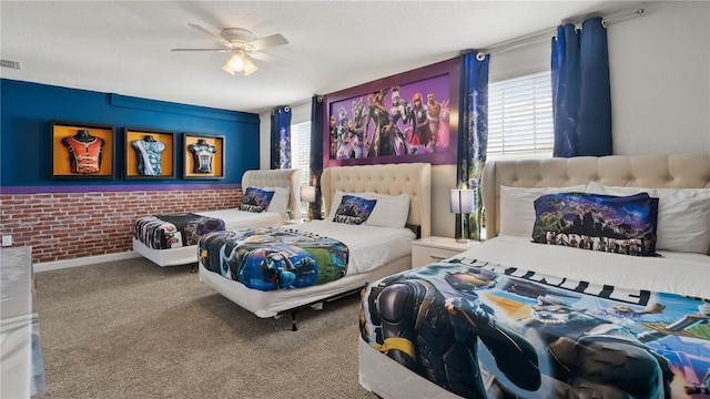 bedroom featuring carpet flooring and ceiling fan