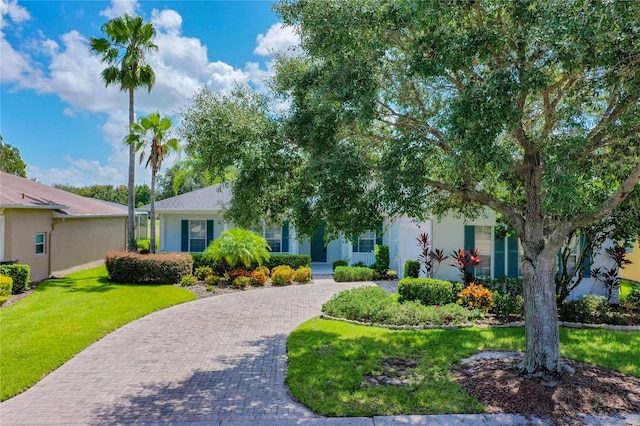 view of front of property featuring a front yard