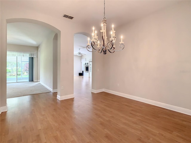 interior space with hardwood / wood-style flooring and ceiling fan