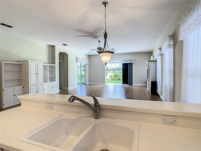 kitchen with pendant lighting and sink