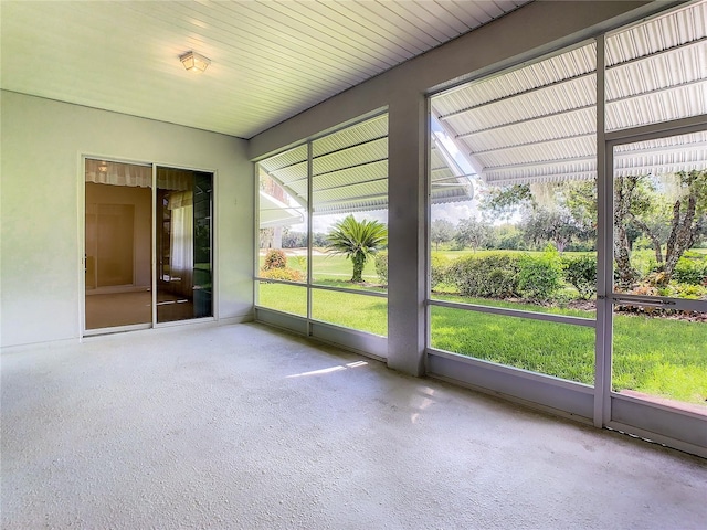 view of unfurnished sunroom